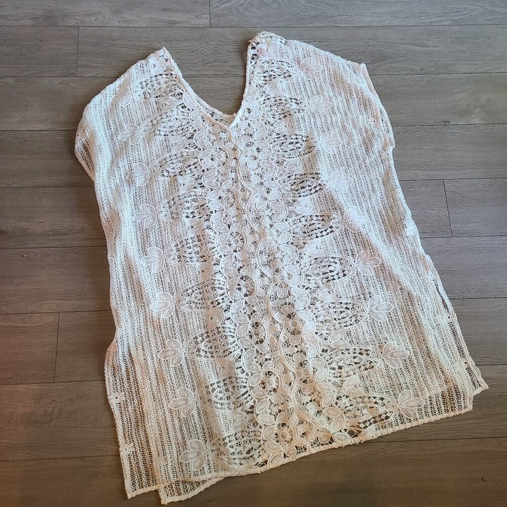 Forever 21 White Crochet Coverall